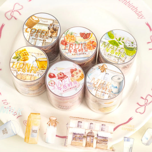 JIANQI 45mm*2m 1pc PET Tape Creativity Scrapbooking Hand Account Adhesive hand made Diy Junk Journal Supplies Craft Supplies