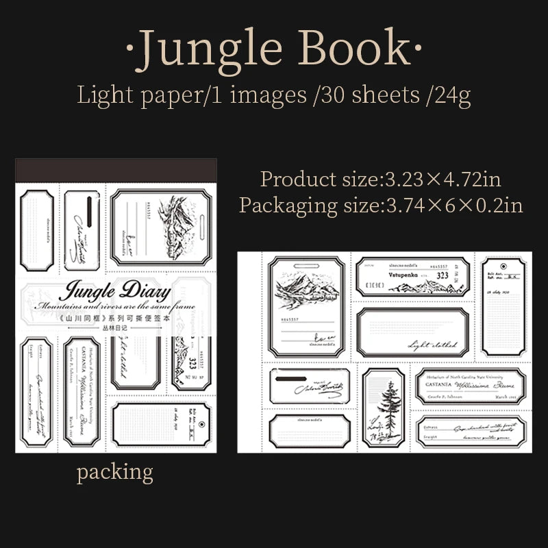 JIANQI 30pcs/book Retro Old tags Material Paper Aestheti Scrapbooking Journaling Vintage Stationery Aesthetic Plants Manuscript