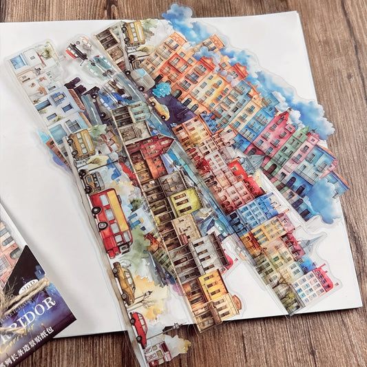 JIANQI 20pcs/pack European Retro Collage Strip Stickers DIY Collage Decoration Album junk journal Scrapbook PET Stickers