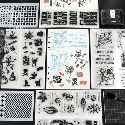 JIANWU Vintage Plant Flower Snowflake Halloween Christmas Material Embossed Stencil Masking Sheet Creative Journal Stationery