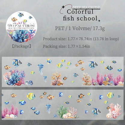 JIANQI 45mm*2m Deep sea landscape PET Tapes Creativity Scrapbook Hand Account Adhesive hand made Diy Junk Journal Craft Supplies