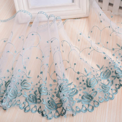 1 Yard Colorful Flower Border Embroidered Lace Fabric DIY Women's Dress Clothing Lace 25CM Wide