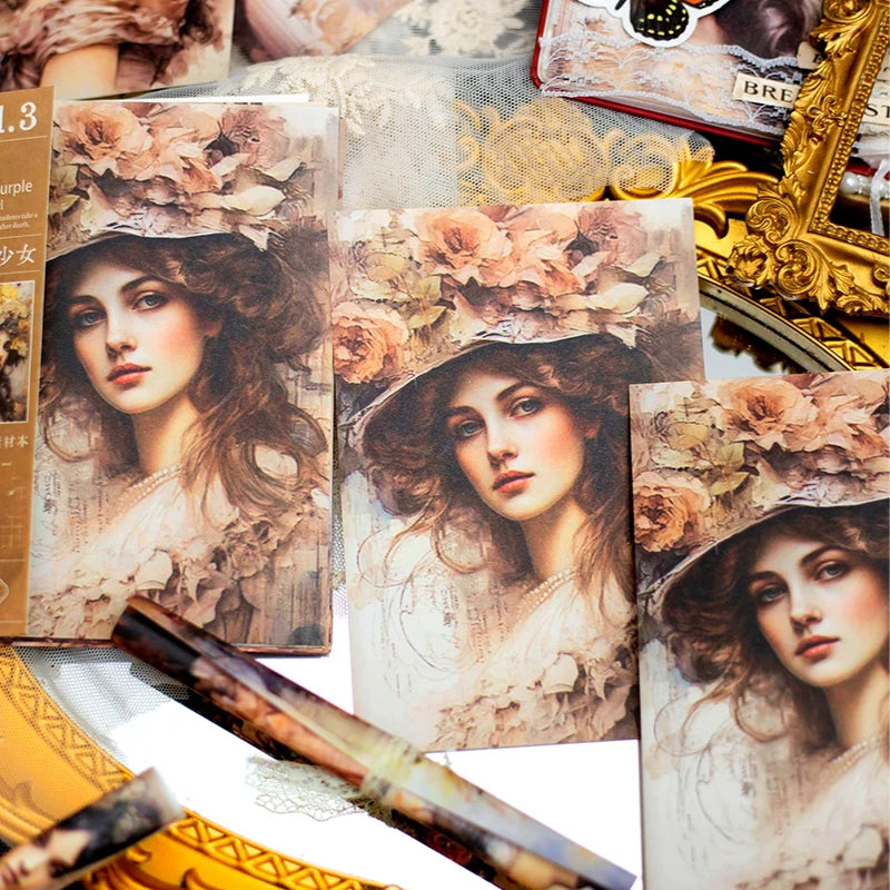 30 pcs Flower Girl Decor Material paper for Junk Journal DIY Scrapbooking Collage Stationery Planner Sticker Stationery supplies