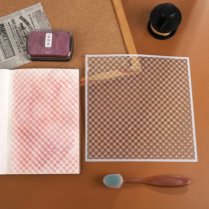 JIANWU Red Brick Honeycomb Fish Scale Graphic Plastic Masking Panel Material Stamp Creative DIY Student Supplies Stationery