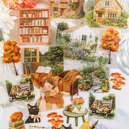 JIANQI 30 pcs INS Field life landscape Stickers Diy Diary Scrapbooking Stickers Festival Birthday Party Gift Decorations Labels