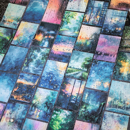 JIANQI 10pcs/pack Rainy season landscape PET Stickers Junk Journal Creative Stationery DIY Deco Stickers Scrapbooking Supplies