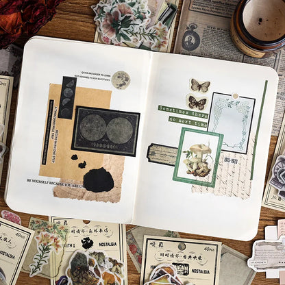 JIANQI 40pcs/pack Vintage Washi Paper Stickers Kit for DIY Scrapbooking Art Collage Album Creative Stationery Craft Stickers