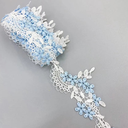 1 Yard Fine Line Pink Blue Water Soluble Embroidery Lace DIY Clothing Accessories