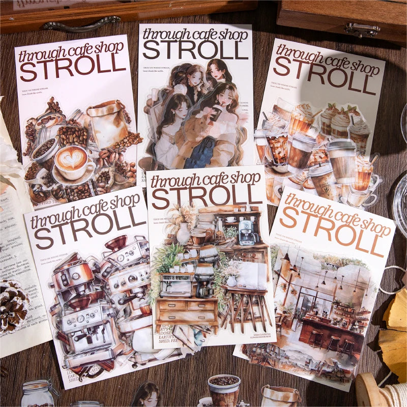 JIANQI 30pcs/pack Coffee theme Stickers Junk Journal Creative Stationery DIY Deco Stickers Scrapbooking Supplies