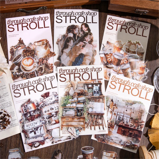 JIANQI 30pcs/pack Coffee theme Stickers Junk Journal Creative Stationery DIY Deco Stickers Scrapbooking Supplies