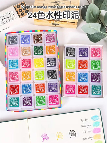 3cm*3cm 12/24Colourful Pads Multi-colored Stamp Pads Creative Rainbow Inkpad Rubber Stamp Oil for DIY Craft Scrapbooking Ink Pad