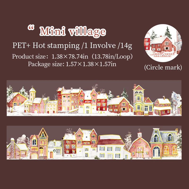 JIANQI 40mm*2m PET Tapes Rural houses DIY Scrapbooking Decor Photo Album Collage Junk Journal Materials Aesthetics Stickers
