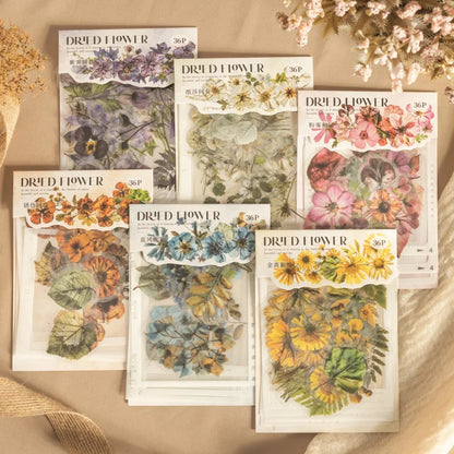 JIANQI 30 pcs Dried flower border PET Stickers Decorative handmade Scrapbooking Material Diary Album Craft Supplies