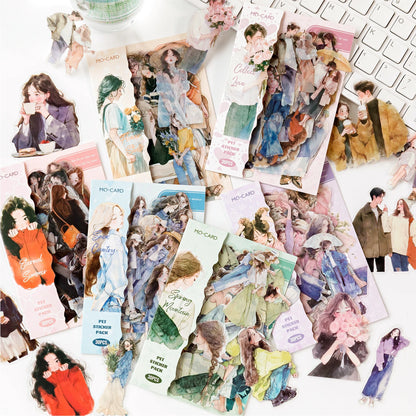 JIANQI 30pcs/pack PET Ins Stickers Girls Life Combo Kit DIY Scrapbooking Materials Collage Stationery Decor Diary Supplies