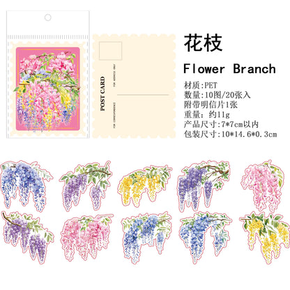 20pcs Plants Flowers Landscape PET Sticker natural scenery Junk Journal DIY Scrapbooking Supplies Collage Stationery Stickers