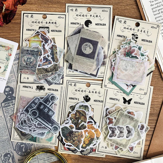 JIANQI 40pcs/pack Vintage Washi Paper Stickers Kit for DIY Scrapbooking Art Collage Album Creative Stationery Craft Stickers