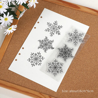 JIANWU Vintage Trees Snowflake Pattern Material Collage Transparent Silicone Stamp Creative DIY Student Supplies Stationery
