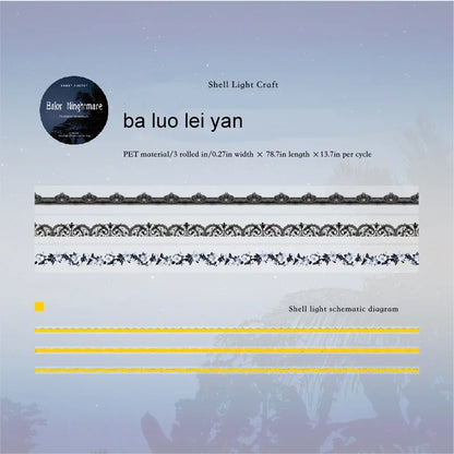 JIANWU The Shadow of The Underworld Series Vintage Lace Flower Landscape Material Collage Tape Set Creative Journal Stationery