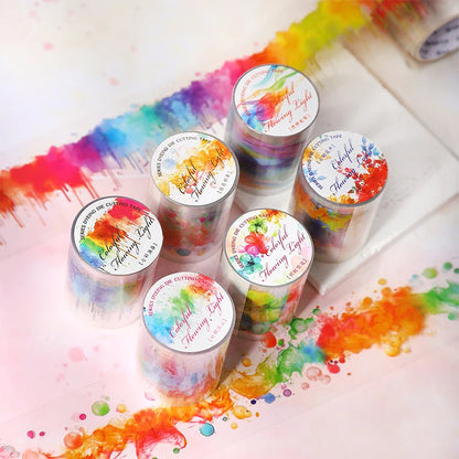 JIANQI 50mm*2m PET Rainbow Blending Tapes DIY Scrapbooking Decor Photo Album Collage Journalling Materials Aesthetics Stickers