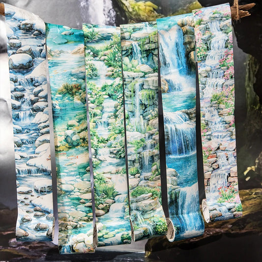50mm*2m Landscape Tapes The flowing water DIY Scrapbooking Decor Photo Album Collage Junk Journal Materials Aesthetics Stickers