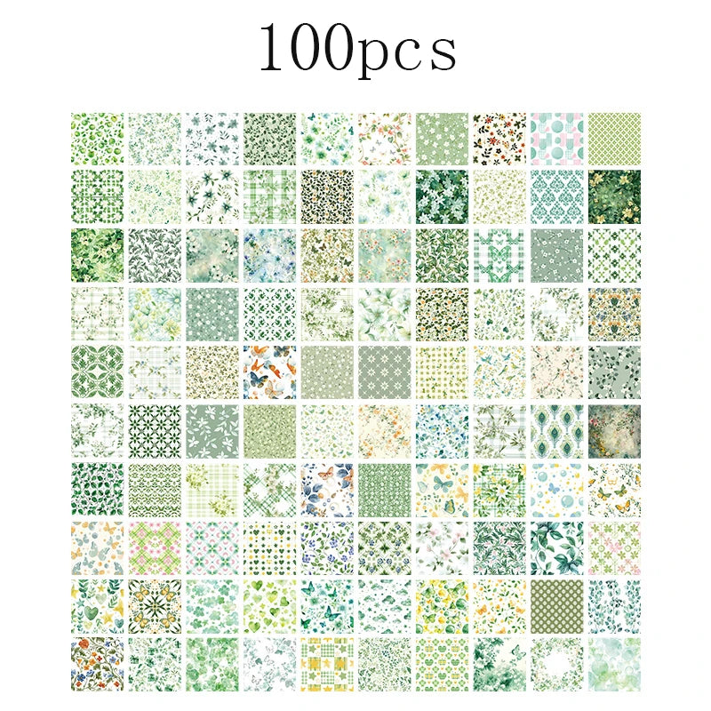 100pcs Vintage Paper Multi Style Deco Retro Stationery Supplies Writing Paper Junk Journal Label Scrapbooking Material Supplies