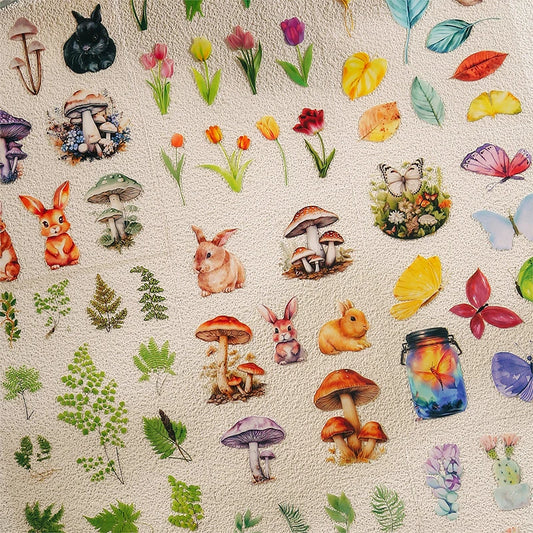 JIANQI 20Pcs Plant butterfly flower Collage Sticker Book DIY Scrapbooking Collage Junk Journal Vintage Decor Stationery Supplies
