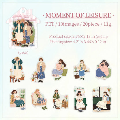JIANQI 20pcs Girl's life Stickers Aesthetic Landscape Decorative Scrapbooking Diary Album Collage material junk journal supplies