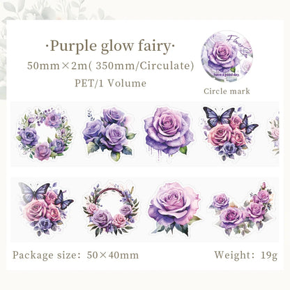 JIANQI 50mm*2m PET Plant Flowers tape Sticker Decorative collage Adhesive Diy Scrapbooking hand made Masking tape