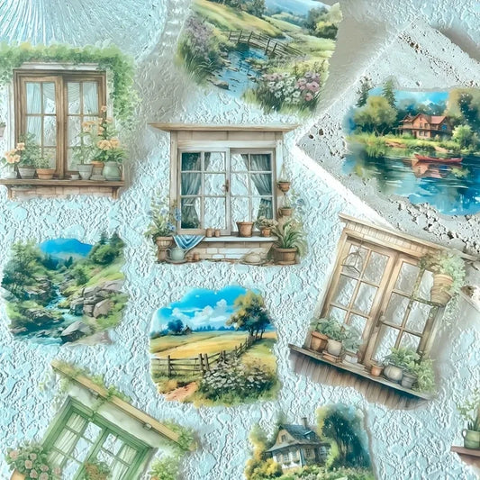 10 pcs/pack Vintage Four Seasons Landscape Stickers Decorative Scrapbooking Diary Album hand made junk journal supplies