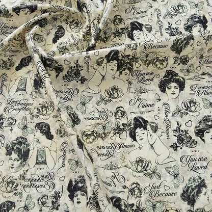 Newspaper Fabric Map Retro Vintage Digital Printed for Handmade DIY Sewing Accessories