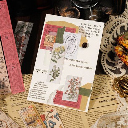 JIANQI 30pcs Vintage Long strip Sticker Pack Junk Journal DIY Scrapbooking Supplies Collage Stationery Stickers