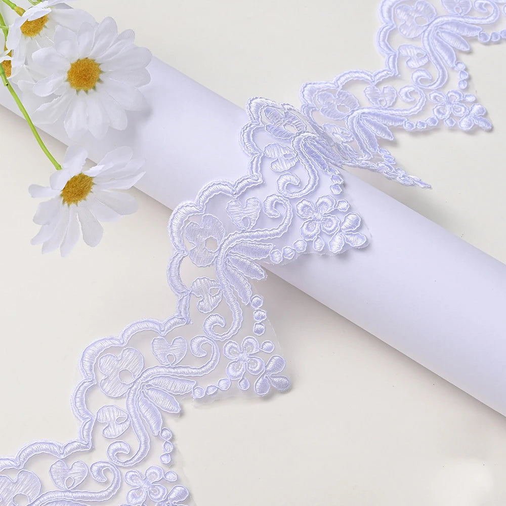1Yard Lace Trim Wedding Dress Veil Sequins Lace Fabric  Costume Accessories 9.2cm Wide