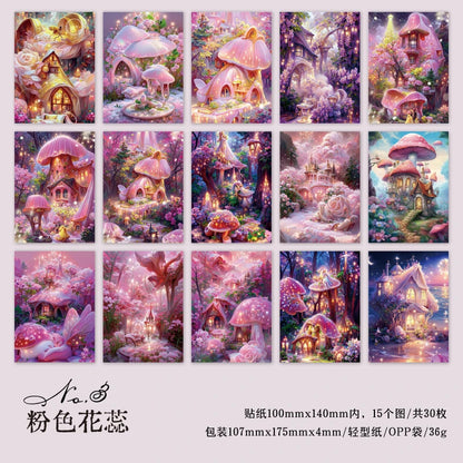 JIANQI 30pcs Vintage Dream Forest Scene Craft Material paper DIY Stationery Collage Scrapbooking for hand made Background Paper