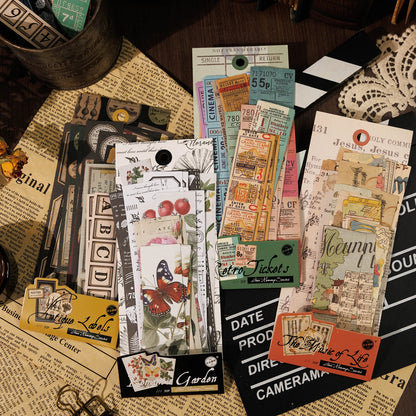 JIANQI 30pcs Vintage Long strip Sticker Pack Junk Journal DIY Scrapbooking Supplies Collage Stationery Stickers