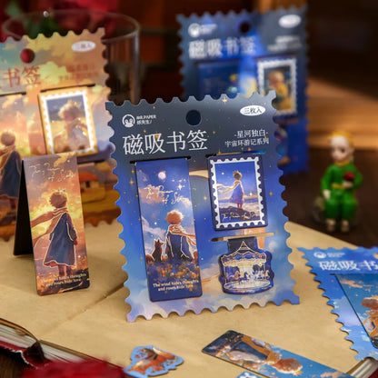 JIANQI 3pcs Journey to the Universe Magnetic Bookmark For Pages Books Readers