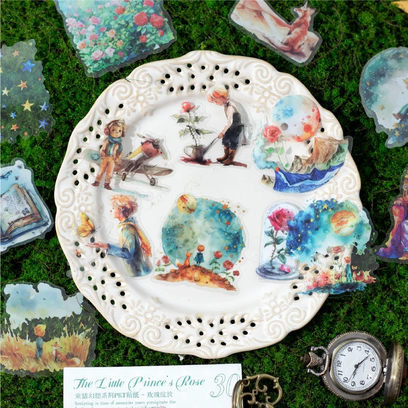 JIANQI 30 pcs Fairy Tale Fantasy PET Stickers aesthetic Stick Labels Decor Scrapbooking material hand made junk journal supplies