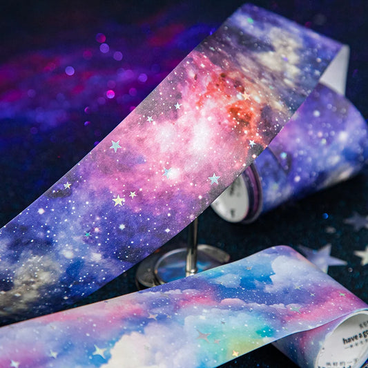JIANQI 50mm*2m Vintage Starry Sky Tape Stickers 1 roll Decorative collage Diary Album Scrapbooking material Craft Supplies