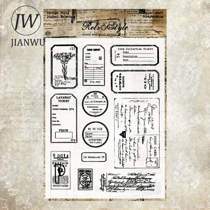 JIANWU Vintage English Text Label Material Collage Transparent Silicone Stamp Creative DIY Journal Student Supplies Stationery