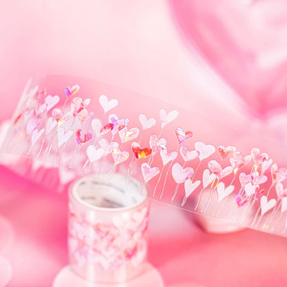 JIANQI 40mm*2m Decoration Adhesive Tape love heart PET Tapes Masking Tapes stickers Aesthetic Stationery Scrapbook Supplies