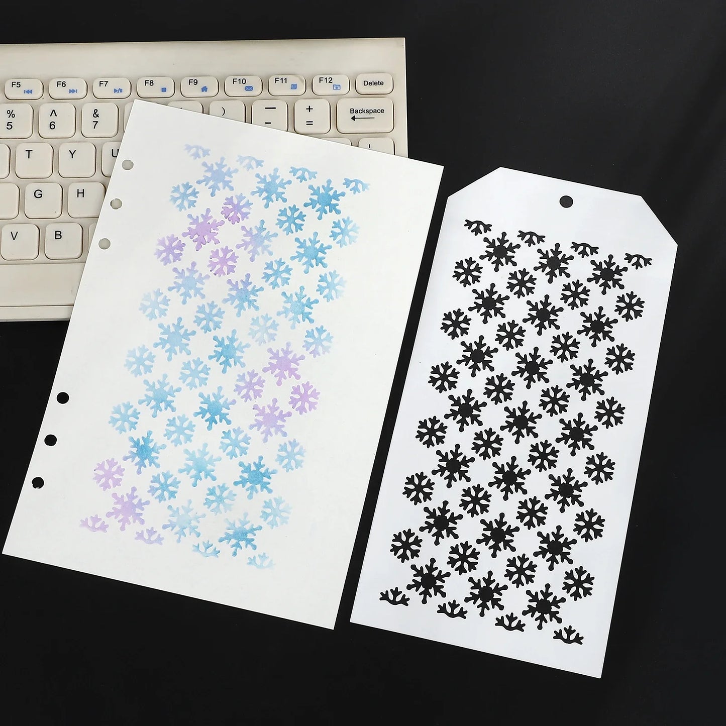 JIANWU Vintage Plant Flower Snowflake Halloween Christmas Material Embossed Stencil Masking Sheet Creative Journal Stationery