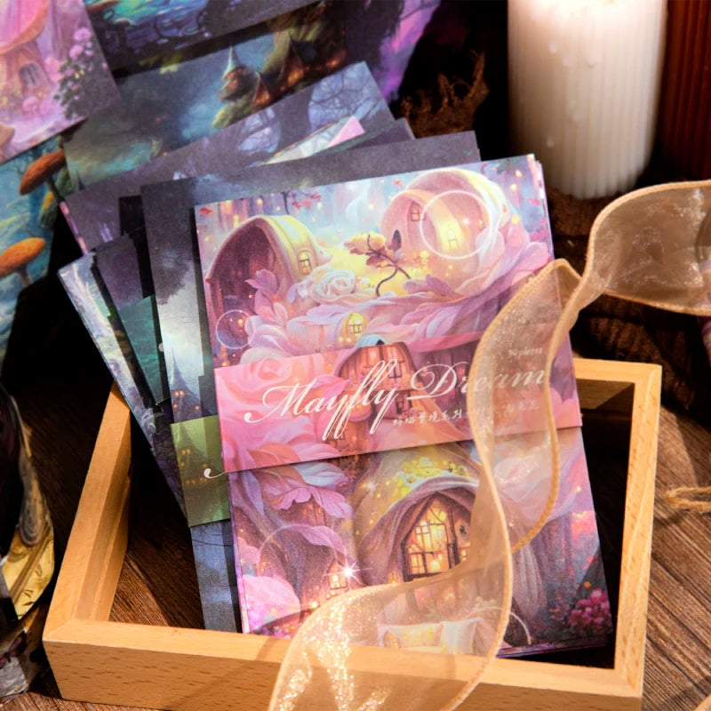 JIANQI 30pcs Vintage Dream Forest Scene Craft Material paper DIY Stationery Collage Scrapbooking for hand made Background Paper