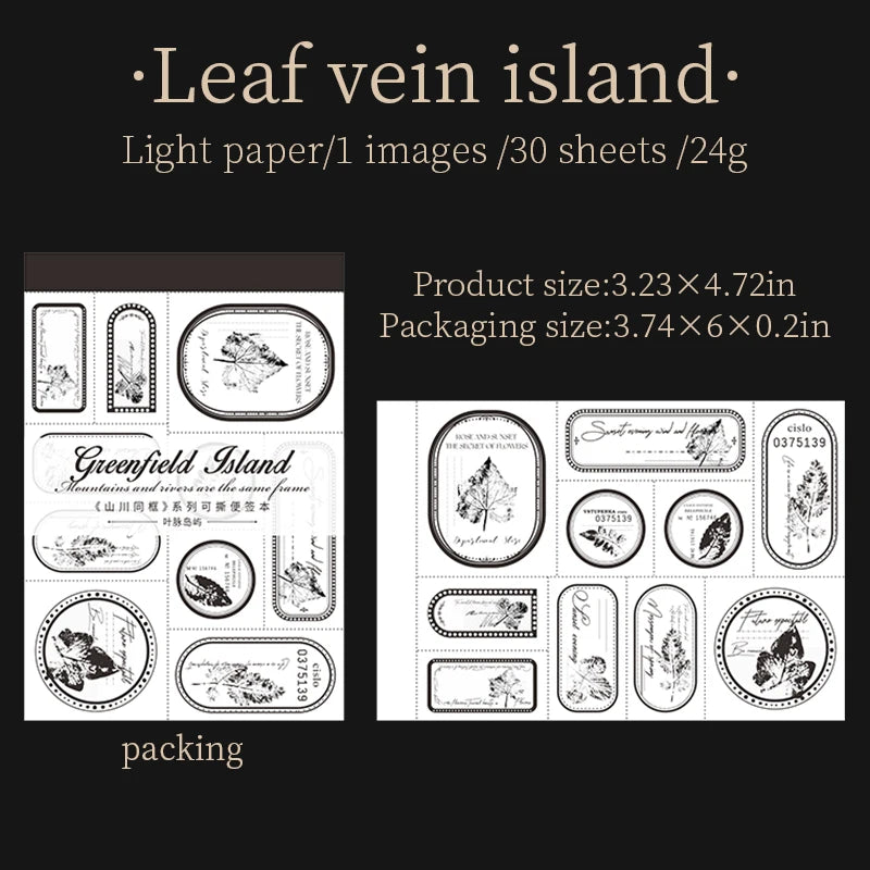 JIANQI 30pcs/book Retro Old tags Material Paper Aestheti Scrapbooking Journaling Vintage Stationery Aesthetic Plants Manuscript