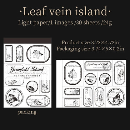 JIANQI 30pcs/book Retro Old tags Material Paper Aestheti Scrapbooking Journaling Vintage Stationery Aesthetic Plants Manuscript
