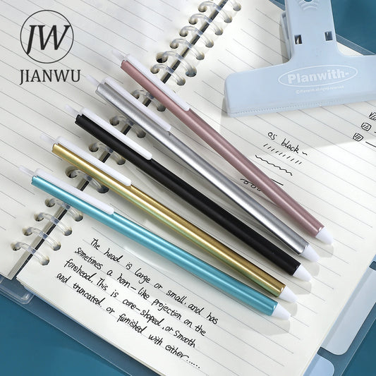 JIANWU 5 Pcs/set Vintage Triangle Rod 0.5mm Black Quick Drying Press Gel Pen Set  Creative Journal Student Supplies Stationery