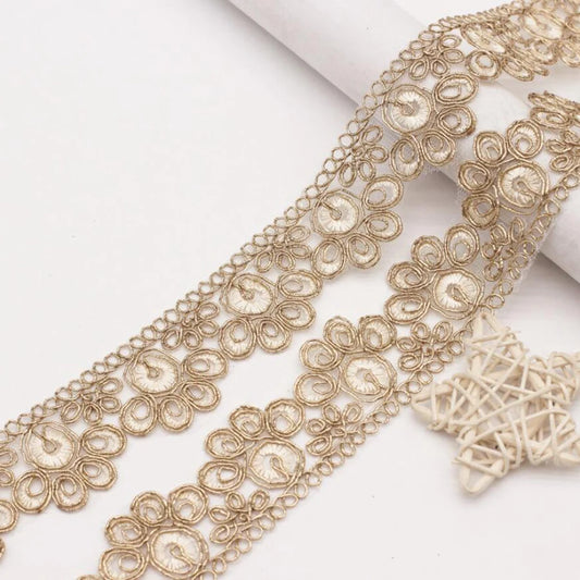 1 Yard Gold Thread Flower Embroidery Lace Accessories Fabric DIY Clothing Clothing Accessories Barcode Ribbon 4CM