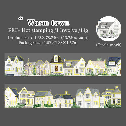 JIANQI 40mm*2m PET Tapes Rural houses DIY Scrapbooking Decor Photo Album Collage Junk Journal Materials Aesthetics Stickers