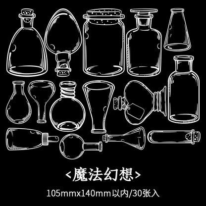 JIANQI 30 sheets Glass Bottle Shape Sticker Scrapbooking Art DIY Crafts Transparent Dried Flower Bookmarks Decor scrapbooking