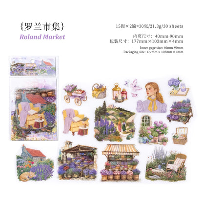 JIANQI 30 pcs INS Field life landscape Stickers Diy Diary Scrapbooking Stickers Festival Birthday Party Gift Decorations Labels