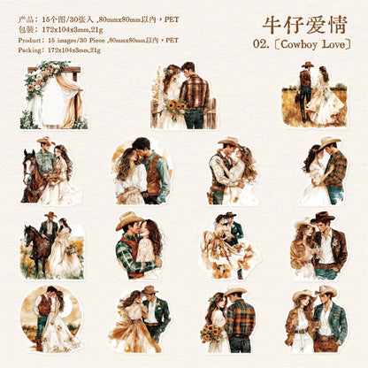 JIANQI 30 pcs PET Large size Stickers Lover Love Decorative handmade Scrapbooking Material Diary Album Craft Supplies