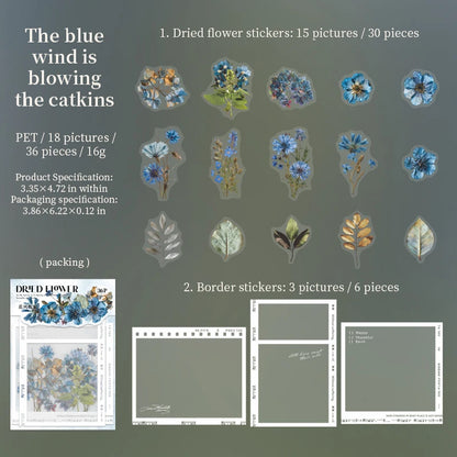 JIANQI 30 pcs Dried flower border PET Stickers Decorative handmade Scrapbooking Material Diary Album Craft Supplies